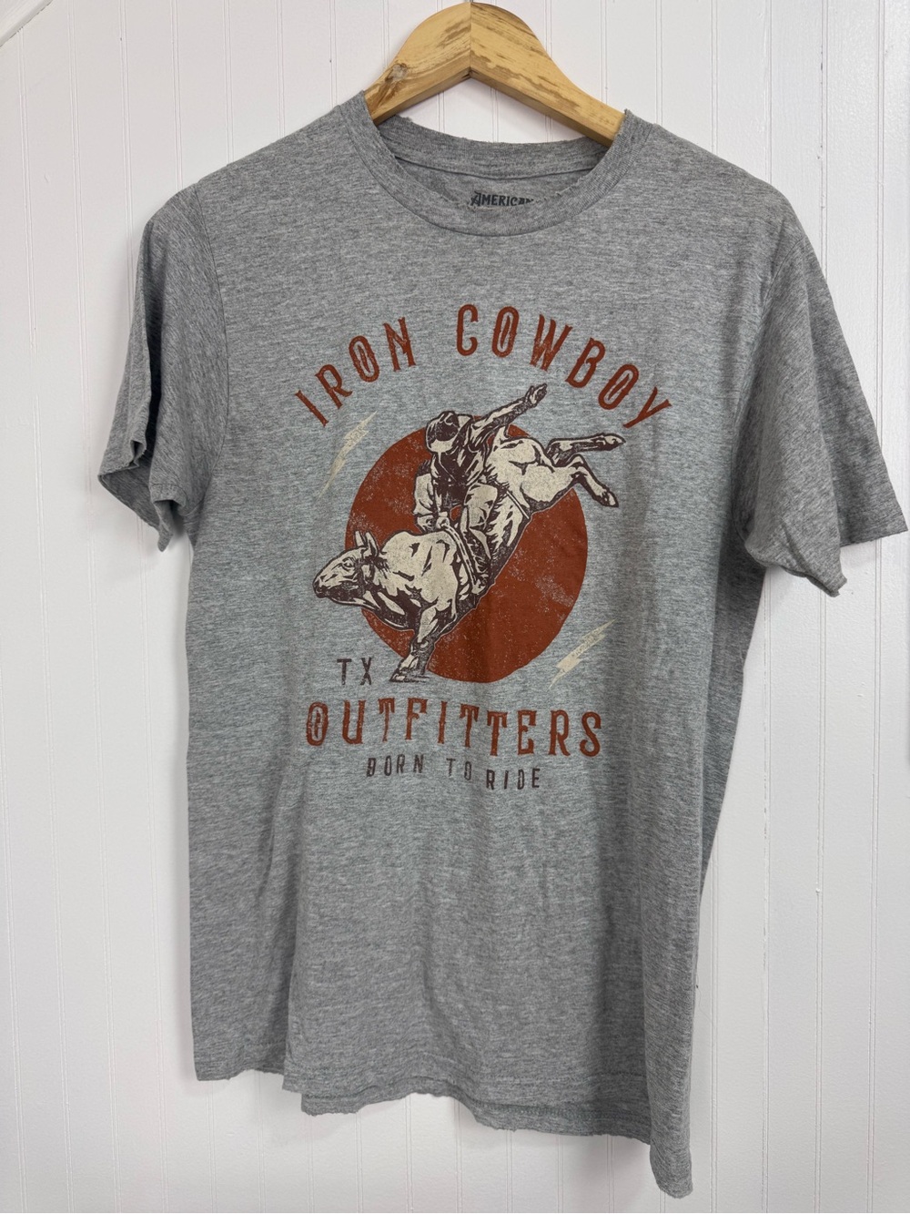 Iron Cowboy Rodeo Bull TX Outfitters American Highway Shirt